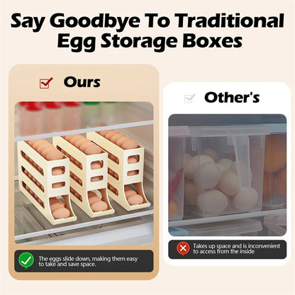 Automatic Scrolling Egg Rack Holder Storage Box Egg Basket Food Containers Egg Case Holder Refrigerator Storage Organizer