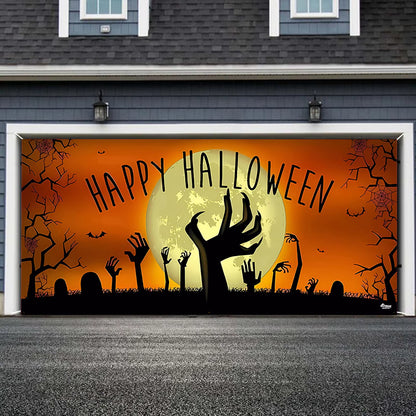 Halloween Garage Door Decorations Witch Halloween Door Cover Hanging Halloween Garage Door Banner Cauldron Event Tents 10X10