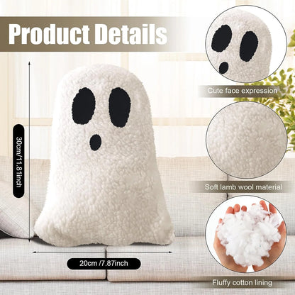 2 Pcs Halloween Throw Pillows Decorative Spooky Pillows for Sofa Bed Couch Stuffed Halloween Pillow for Party Outdoor Home Decorations Ghost Decor Cushion (15.75 X 11.81 Inch)