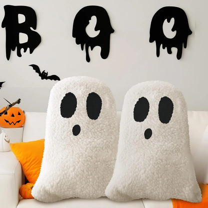 2 Pcs Halloween Throw Pillows Decorative Spooky Pillows for Sofa Bed Couch Stuffed Halloween Pillow for Party Outdoor Home Decorations Ghost Decor Cushion (15.75 X 11.81 Inch)