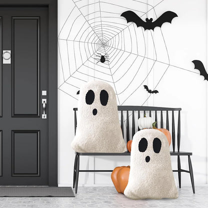 2 Pcs Halloween Throw Pillows Decorative Spooky Pillows for Sofa Bed Couch Stuffed Halloween Pillow for Party Outdoor Home Decorations Ghost Decor Cushion (15.75 X 11.81 Inch)