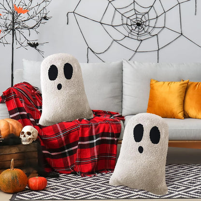 2 Pcs Halloween Throw Pillows Decorative Spooky Pillows for Sofa Bed Couch Stuffed Halloween Pillow for Party Outdoor Home Decorations Ghost Decor Cushion (15.75 X 11.81 Inch)